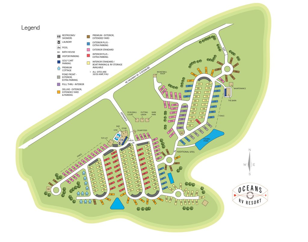 Park Map | Oceans RV Resort | Best RV Park Near Surf City, NC