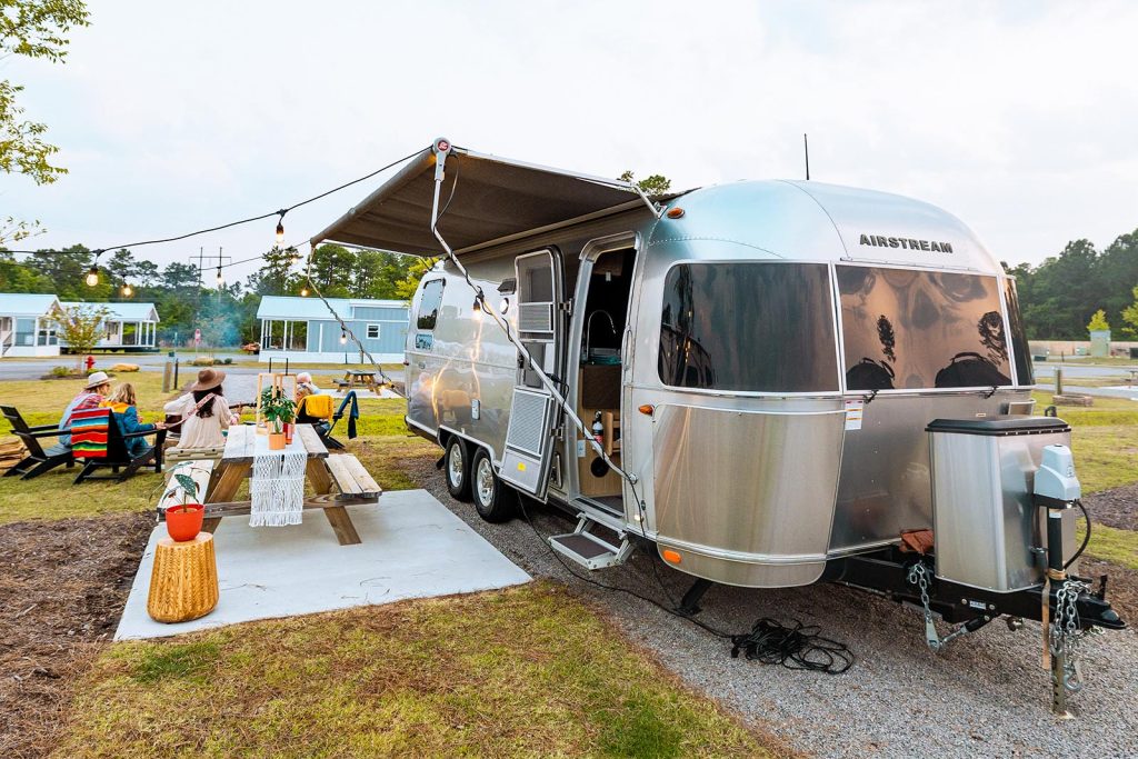 parked airstream camper